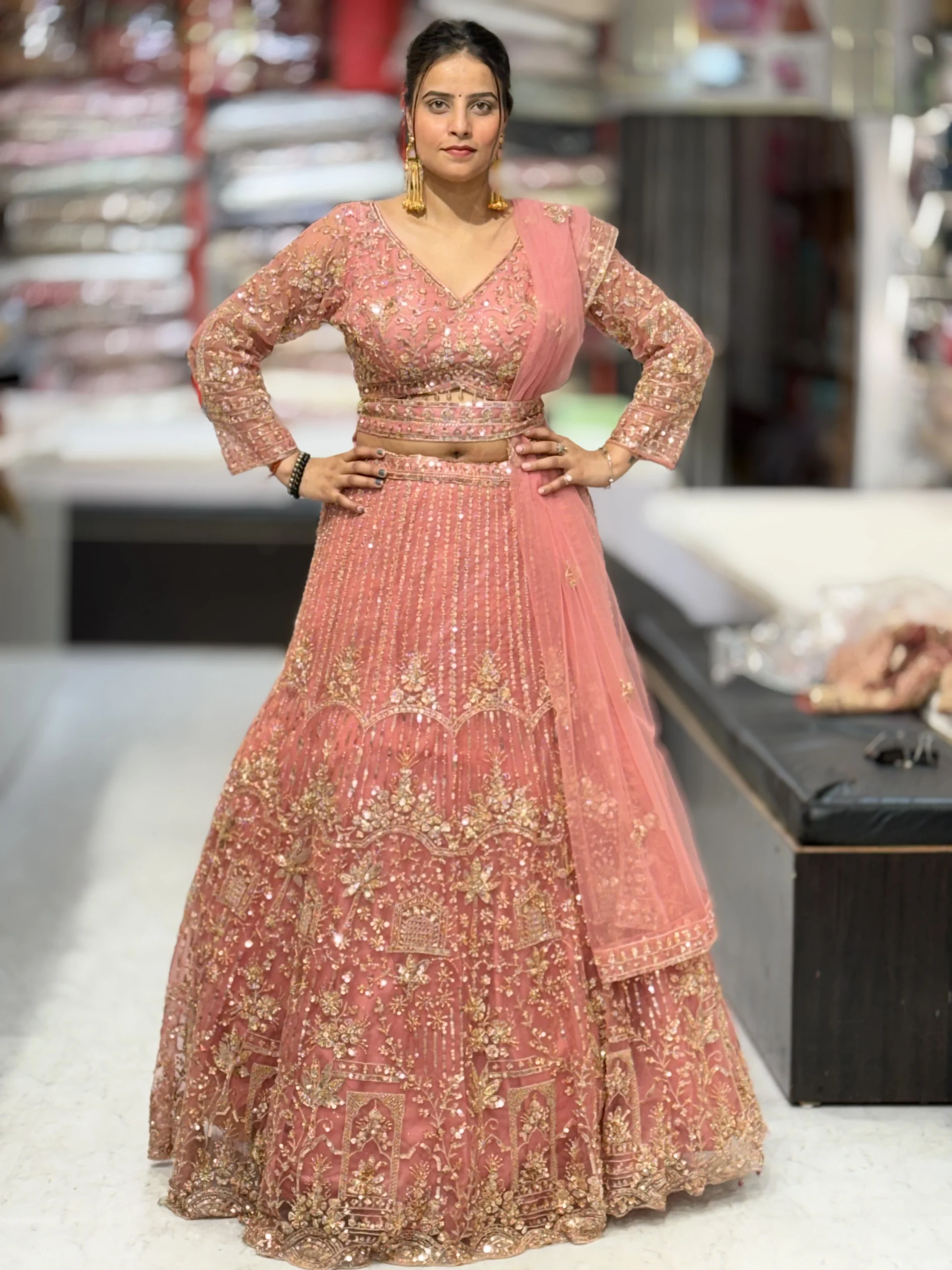 Pink Embellished Lehenga - Image 8