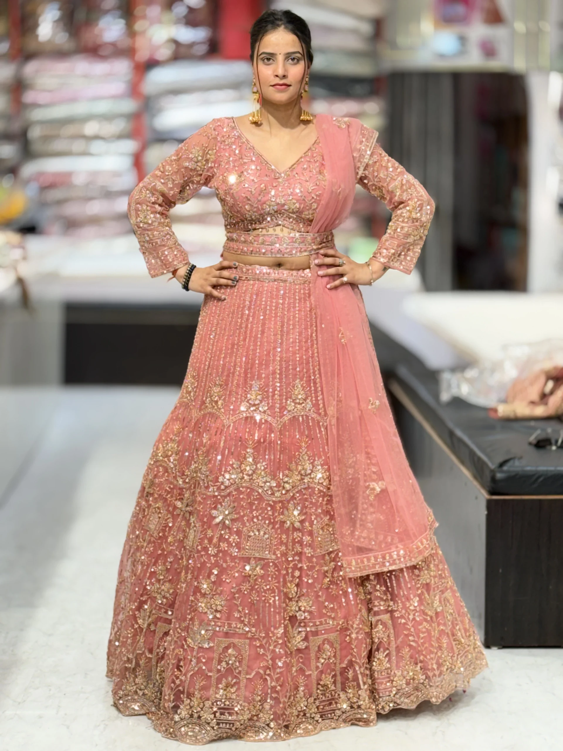 Pink Embellished Lehenga - Image 7