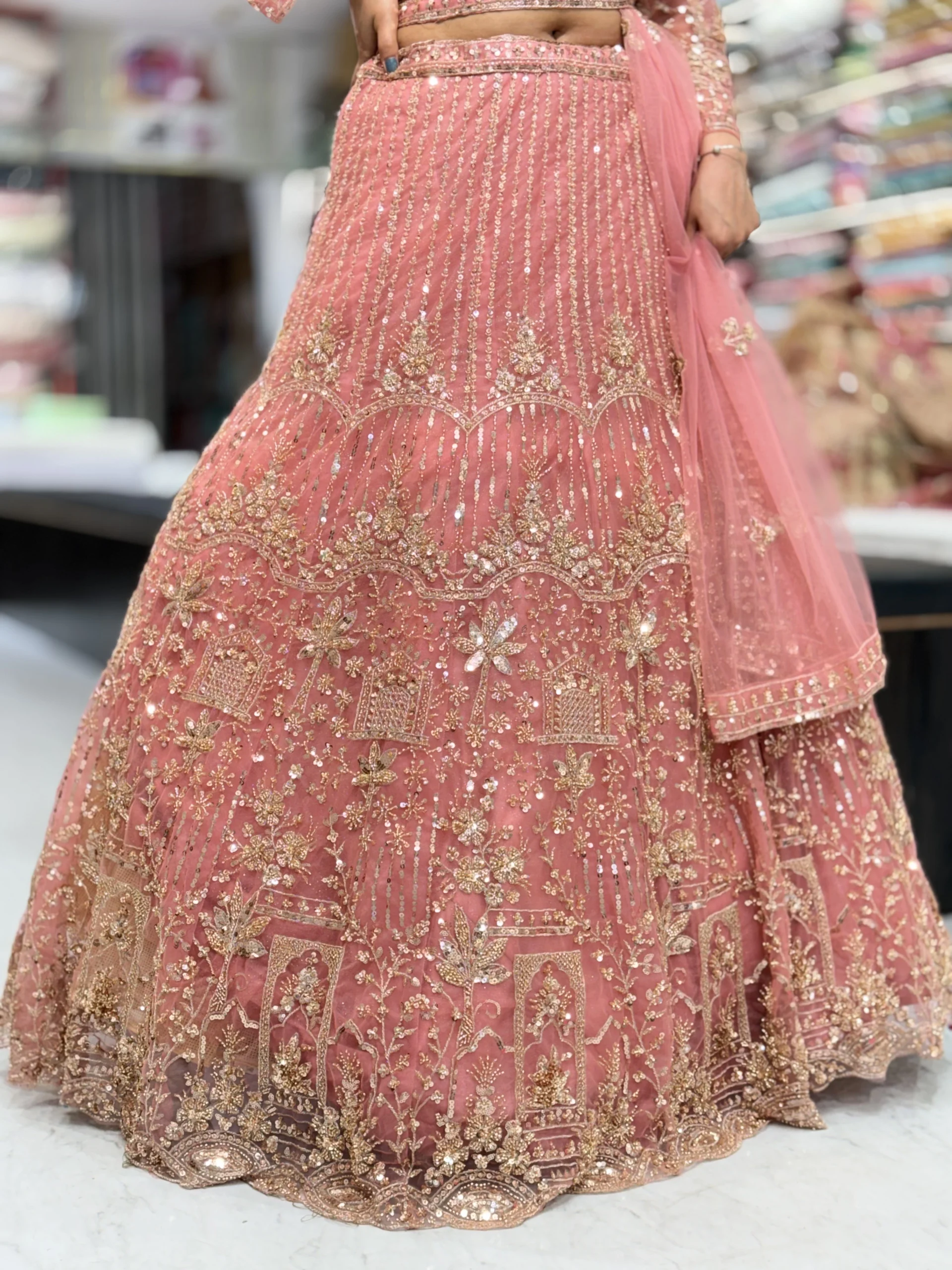 Pink Embellished Lehenga - Image 5