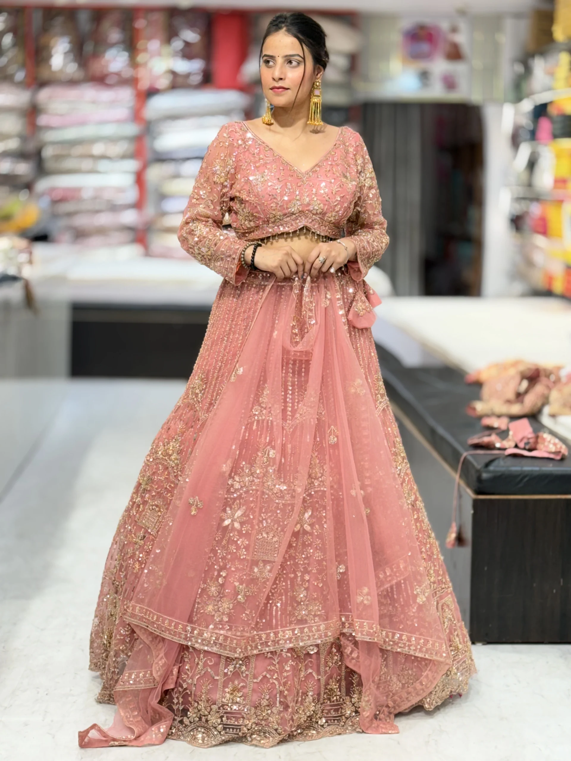 Pink Embellished Lehenga