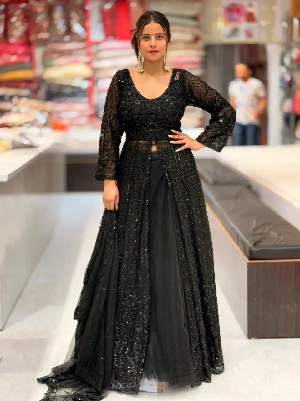 Black Sequined Anarkali